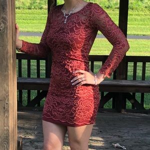 Ambiance sexy scalloped floral laced dress